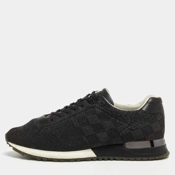 Pre Owned Louis Vuitton Black Damier Knit Fabric And Leather Run Away Low Top Sneakers Size 41.5