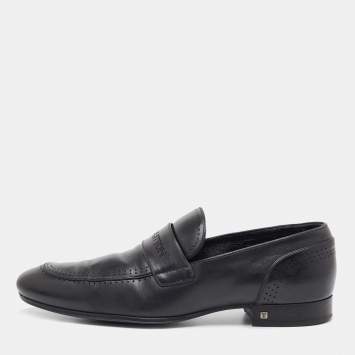 مملوكة مسبقًا Louis Vuitton Black Leather Slip On Loafers Size 43