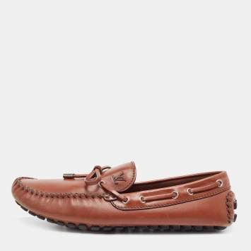 Pre Owned Louis Vuitton Brown Leather Arizona Loafers Size 42.5