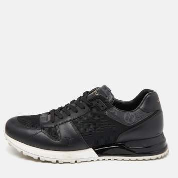 مملوكة مسبقًا Louis Vuitton Black Leather and Mesh Run Away Sneakers Size 41.5