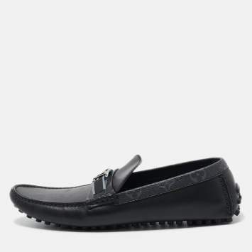 Pre Owned Louis Vuitton Black Leather Hockenheim Loafers Size 43.5 