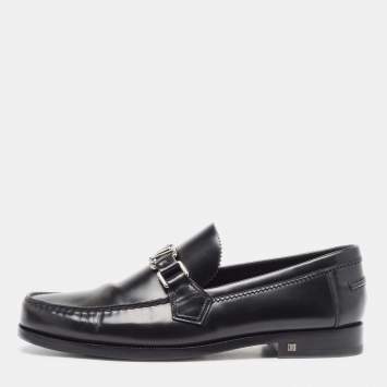 Pre Owned Louis Vuitton Black Leather Hockenheim Loafers Size 41.5