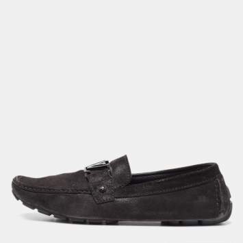 Pre Owned Louis Vuitton Black Suede Monte Carlo Loafers Size 44