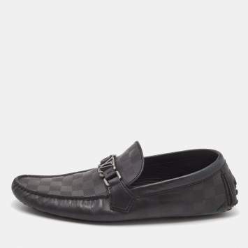 Pre Owned Louis Vuitton Black Leather Hockenheim Loafers Size 43