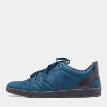 مملوكة مسبقًا Louis Vuitton Blue Nubuck Leather Fuselage Low Top Sneakers Size 43