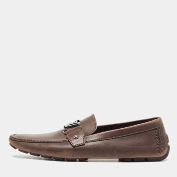 Pre Owned Louis Vuitton Brown Leather Monte Carlo Loafers Size 44.5