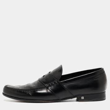 Pre Owned Louis Vuitton Black Damier Leather Santiago Loafers Size 43