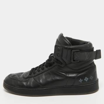 Pre Owned Louis Vuitton Black Leather Rivoli High Top Sneakers Size 43