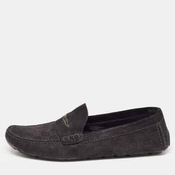 Pre Owned Louis Vuitton Black Suede  Monte Carlo Loafers Size 43.5