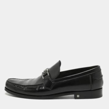 Pre Owned Louis Vuitton Black Leather Hockenheim Loafers Size 44
