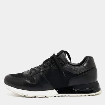 Pre Owned Louis Vuitton Black/Grey Leather and Mesh Run Away Sneakers Size 43