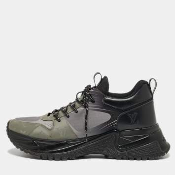 Pre Owned Louis Vuitton Tricolor Leather and Printed Mesh Run Away Pulse Sneakers Size 44