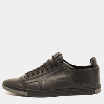 Pre Owned Louis Vuitton Black Leather Low Top Sneakers Size 43