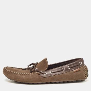 Pre Owned Louis Vuitton Brown Suede and Leather Arizona Loafers Size 43