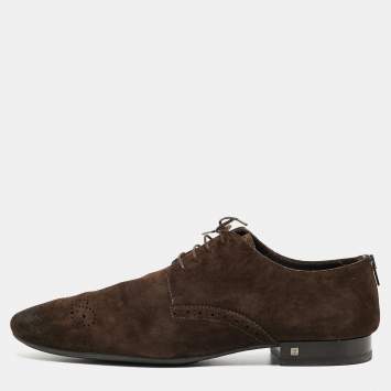 Pre Owned Louis Vuitton Brown Suede Lace Up Oxfords Size 42.5