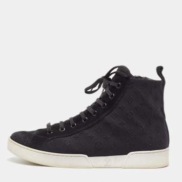 Louis Vuitton Black Monogram Neoprene and Suede Stellar High Top Sneakers Size  38