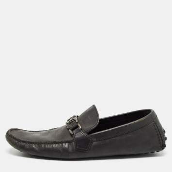Pre Owned Louis Vuitton Black Leather Hockenheim Loafers Size 43.5