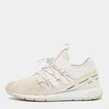 Pre Owned Louis Vuitton  White Knit Fabric Fastlane Lace Up Sneakers Size 42