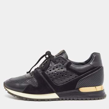 Pre Owned Louis Vuitton Black Leather and Suede Run Away  Sneakers Size 39.5