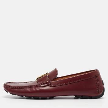 Pre Owned Louis Vuitton Burgundy Leather Monte Carlo Loafers Size 41.5