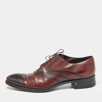 Pre Owned Louis Vuitton Brown Brogue Leather Lace Up Oxfords Size 44