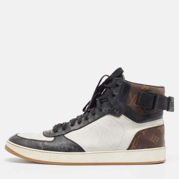Pre Owned Louis Vuitton Tricolor Monogram Canvas and Leather Rivoli Sneakers Size 44