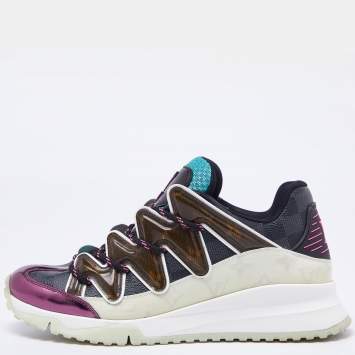 Pre Owned Louis Vuitton Multicolor Coated Canvas and Leather Zig Zag Lace Up Sneakers Size 42