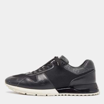 Pre Owned Louis Vuitton Black Monogram Canvas and Leather Run Away Sneakers Size 43.5