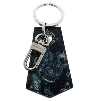 Pre Owned Louis Vuitton Blue Savane Canvas Chapman Brothers Lion/Elephant Silver Tone Key Holder / Keychain