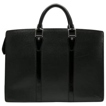 Pre Owned Louis Vuitton Black Taiga Leather Lozan Briefcase