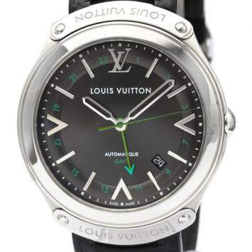 Pre Owned Louis Vuitton Gray Stainless Steel Fifty Five GMT Automatic Q6D30 Men's Wristwatch 41 MM