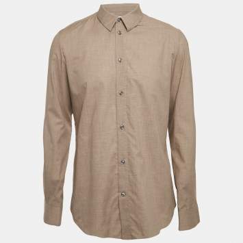 Pre Owned Maison Martin Margiela Houndstooth Light Brown Buttoned-Up Shirt XL