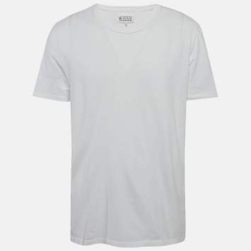Pre Owned Maison Martin Margiela White Jersey Crewneck T-Shirt XL