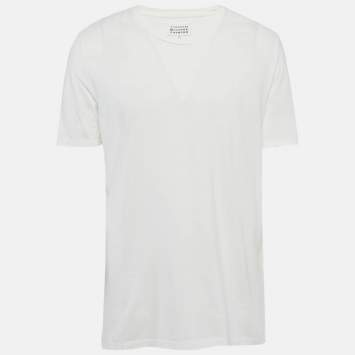 Pre Owned Maison Martin Margiela Off-White Cotton Knit T-Shirt XL