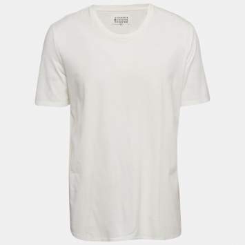 Pre Owned Maison Martin Margiela White Jersey Crewneck T-Shirt XXL