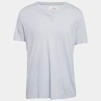 Pre Owned Maison Martin Margiela Blue Jersey V-Neck T-Shirt XL