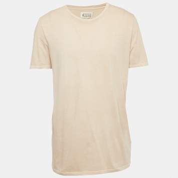 Pre Owned Maison Martin Margiela Beige Cotton Knit Crew Neck T-Shirt XL
