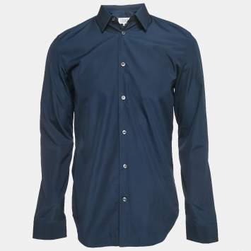 Pre Owned Maison Martin Margiela Navy Blue Cotton Shirt M