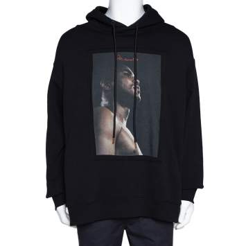 مملوكة مسبقًا Marcelo Burlon Black Cotton Muhammad Ali Hoodie L