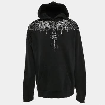 Pre Owned Marcelo Burlon Black Astral Wings Print Cotton Hooded Sweatshirt XL