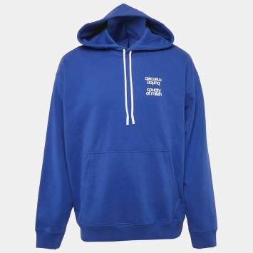 Pre Owned Marcelo Burlon Blue Printed Cotton Hoodie L