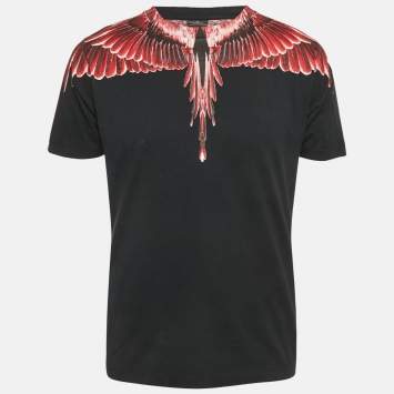 Pre Owned Marcelo Burlon Black Wings Print Cotton Crew Neck T-Shirt XS