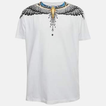 Pre Owned Marcelo Burlon Country of Milan White Grizzly Wings Print Cotton-Shirt XL 
