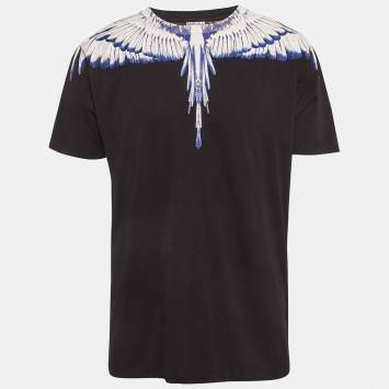Pre Owned Marcelo Burlon County Of Milan Black Icon Wings Print Cotton Crew Neck T-Shirt M