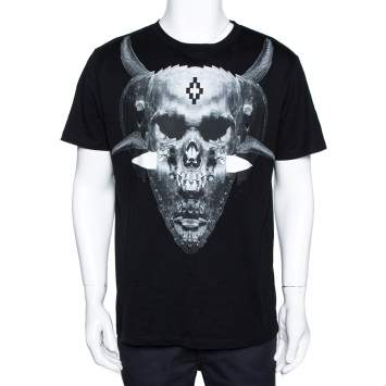 مملوكة مسبقًا Marcelo Burlon Black Graphic Print Cotton T-Shirt M