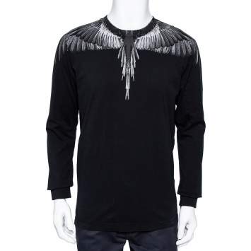 Pre Owned Marcelo Burlon Black Wings Printed Cotton Long Sleeve T-Shirt S