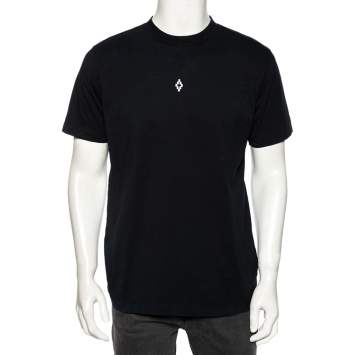 Pre Owned Marcelo Burlon Black Cotton Back Wings Printed Crew Neck T-Shirt M