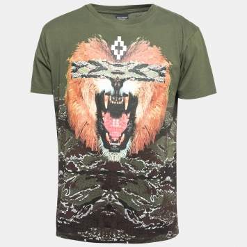 مملوكة مسبقًا Marcelo Burlon Military Green Coquimbo Print Cotton Crew Neck T-Shirt S