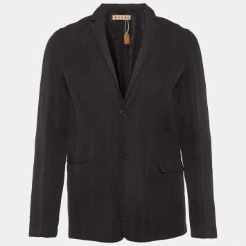 Pre Owned Marni Black Wool Blend Long Sleeve Blazer L 