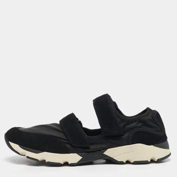 Pre Owned Marni Black Nylon and Suede  Velcro Strap Sneakers Size 45